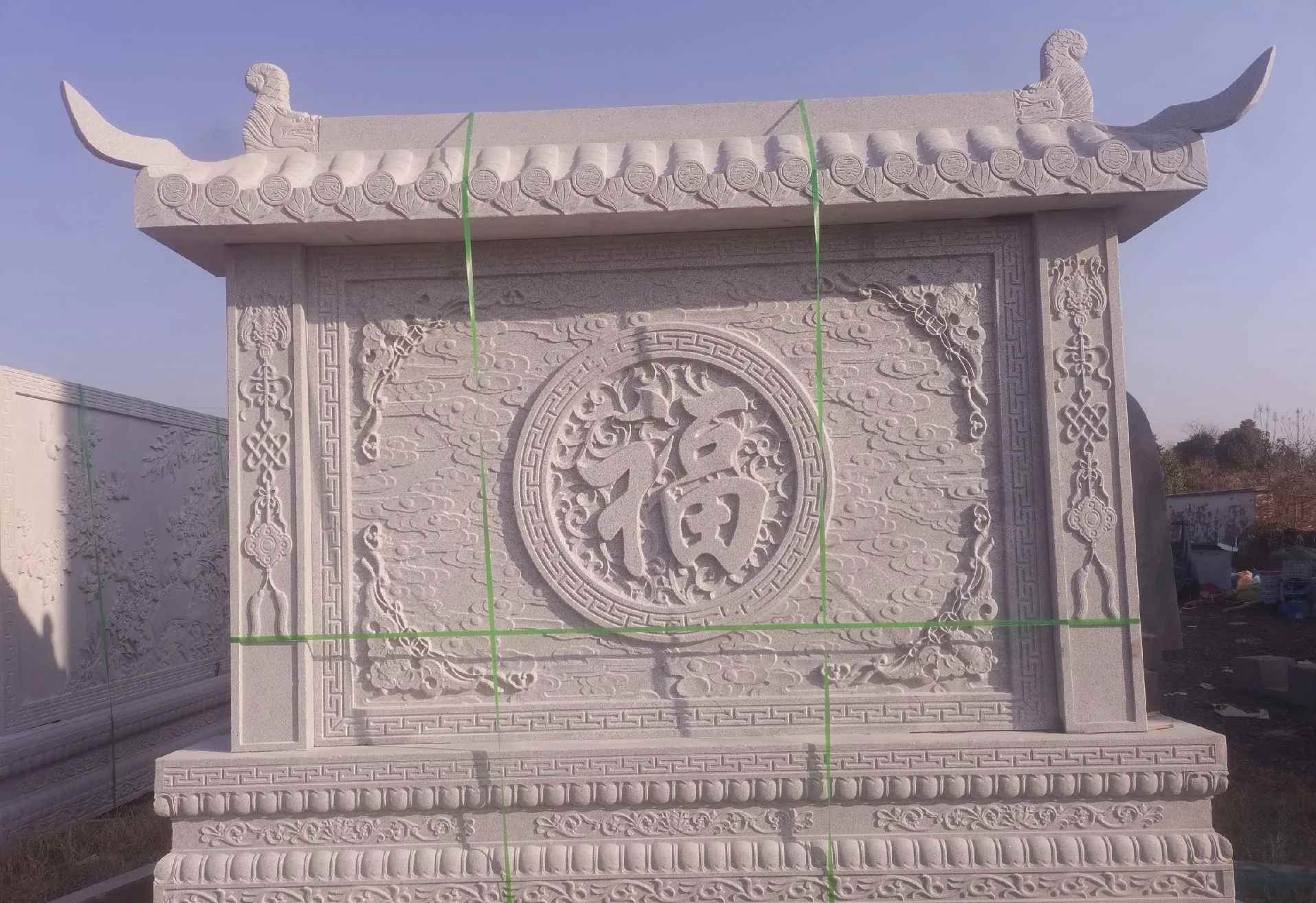 鄂尔多斯 芝麻白花岗岩屏风，照壁，影壁
